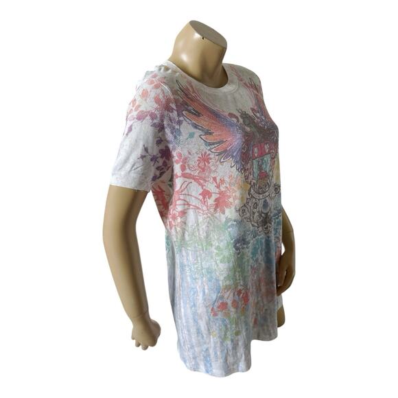 ONE WORLD Womens Plus Size 1X Short Sleeve Embellished Boho Tribal Tunic Shirt - Picture 3 of 8